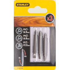 Акс.інстр Stanley Біти двустор. Ph1-SL5, Ph2-SL6, Pz1-Pz2, 48мм, 3шт