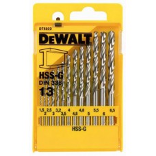 Акс.інстр DeWALT Набор сверл HSS-G по металлу, 13шт, d=1,5-6,5мм.