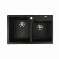 Гранітна мийка Platinum 7850 HARMONY матова Чорний металік