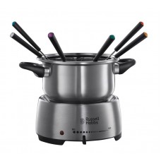 Електричне фондю Russell Hobbs Fiesta, ємність 2л, 1200Вт, 6 виделок в комплекті, нерж. сталь, сірий