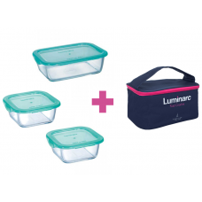 контейнер LUMINARC KEEP'N BOX /НАБІР/380*2 квадр +820 прям мл+Bag (P8001)