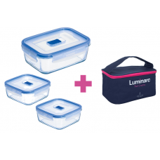 контейнер LUMINARC PURE BOX ACTIVE /НАБІР/380*2 квадр +820 прям мл+Bag (P8002)