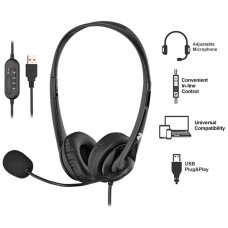 Гарнітура ПК стерео On-ear 2E CH11 USB, omni-mic, 2м, чорний