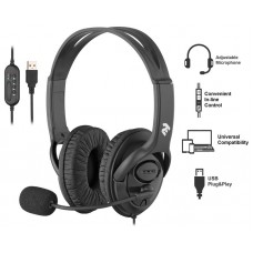 Гарнітура ПК стерео Over-ear 2E CH13 USB, omni-mic, 2м, чорний