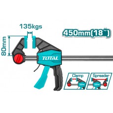 Струбцина TOTAL THT1346801 швидкозажимна, 80х450мм, 135кг