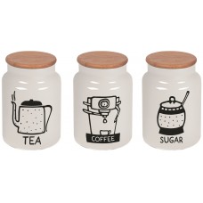 Банка HEREVIN White-Black Tea-Coffee-Sugar MIX з бамбук. кришкою 0.890 л (232001-264)