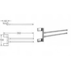 Рушникотримач поворотний подвійний Frap F1812 з 2-ма накладками, 382 мм, білий/хром