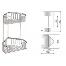 Полиця кутова Frap F351-1, 2-х ярусна, 240х320 мм, хром