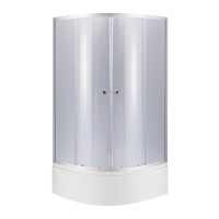 Душова кабіна Latwa SC90x90.SAT.HIGH.GR полукругла, скло тон 4 мм + Душовий піддон KAPIELKA ST90x90x41, з панеллю Lidz