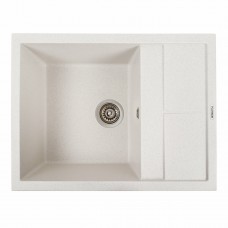 Гранітна мийка Platinum 6550 LOTOS матова Біла в крапку