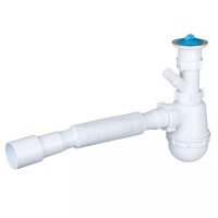 Сифон для кухонної мийки Kronoplast М-1550 1 1/2* 40 зі збільшеним корпусом і відведенням до пральної машини (SM13000043)