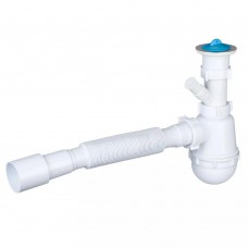 Сифон для кухонної мийки Kronoplast М-1550 1 1/2* 40 зі збільшеним корпусом і відведенням до пральної машини (SM13000043)