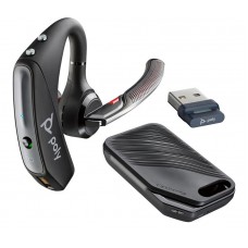 Гарнітура комп'ютерна моно In-ear Poly Voyager 5200 з адаптером BT700, USB-A, Bluetooth, всеспрямований, Acoustic fence, чорний