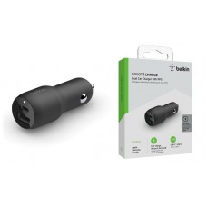 Зарядний пристрій автомобільний Belkin 37Вт USB-A/USB-C PD PPS, чорний