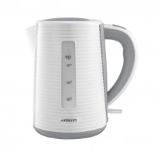 Електрочайник Ardesto White stripes 1.7л, Strix, пластик, біло-сірий
