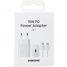 Зарядний пристрій мережевий Samsung 15Вт USB-С, кабель USB-C  USB-C, 1м, білий