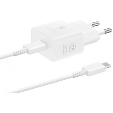 Зарядний пристрій мережевий Samsung 25Вт USB-С, кабель USB-C  USB-C, 1м, білий