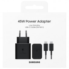 Зарядний пристрій мережевий Samsung 45Вт USB-С PD PPS, кабель USB-C  USB-C, 1.8м, чорний