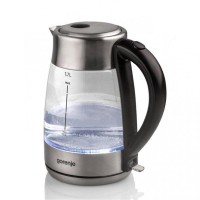 Електрочайник Gorenje 1.7л, скло/нерж, чорний