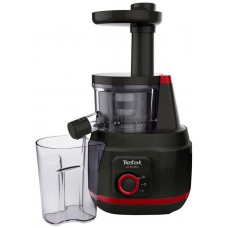 Соковитискач Tefal Juiceo шнековий 150Вт, чаша-0.8л, жмих-0.8л, насадка для цитрусових, пластик, червоно-чорний