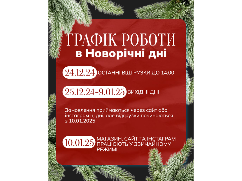 Графік роботи в Новорічні дні