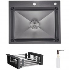 Комплект Lidz H6050HB Decor Black PVD Honeycom з дозатором + Lidz K01B кошик