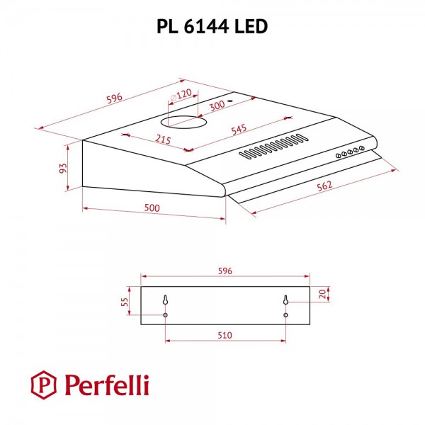 Витяжка Perfelli PL 6144 W LED