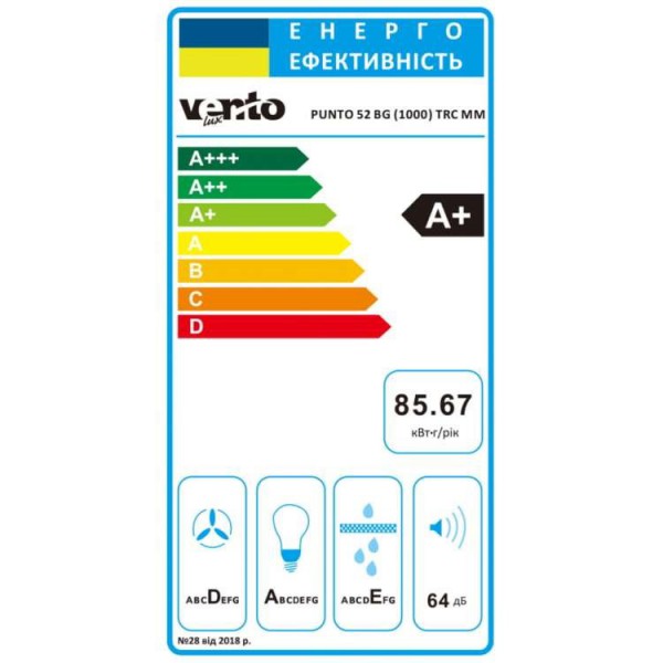 Витяжка Ventolux PUNTO 52 BG (1000) TRC MM
