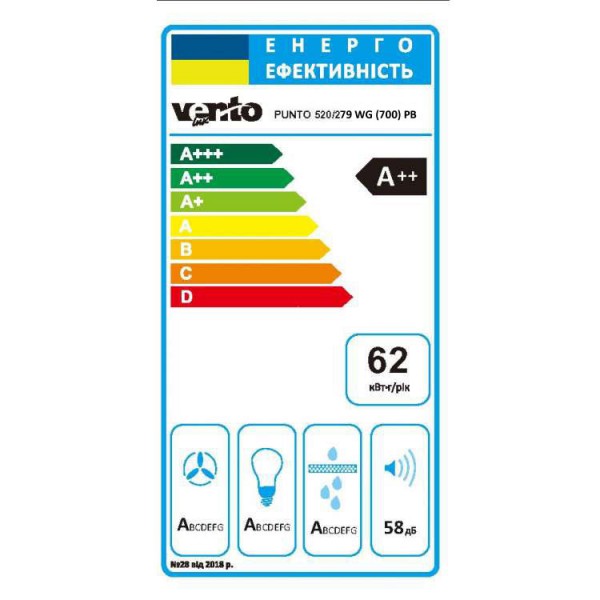 Витяжка Ventolux PUNTO 520/279 WG (700) PB