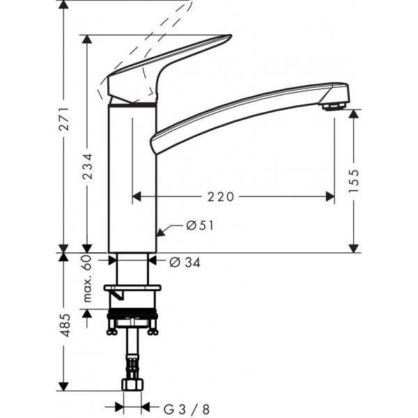 Кухонний змішувач Hansgrohe Logis 71832000