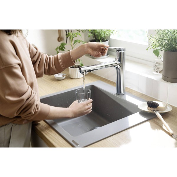 Гранітна мийка Hansgrohe S510-F450 сірий бетон