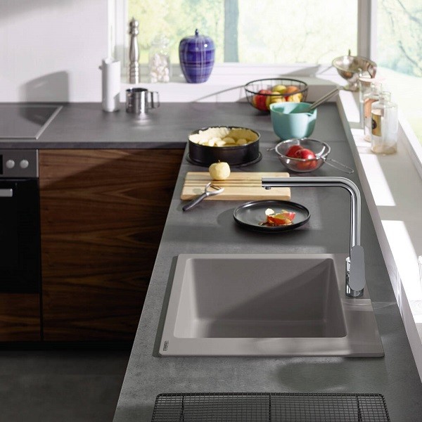 Гранітна мийка Hansgrohe S510-F660 сірий бетон