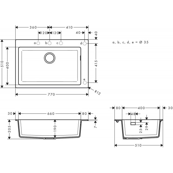 Гранітна мийка Hansgrohe S510-F660 чорний графіт