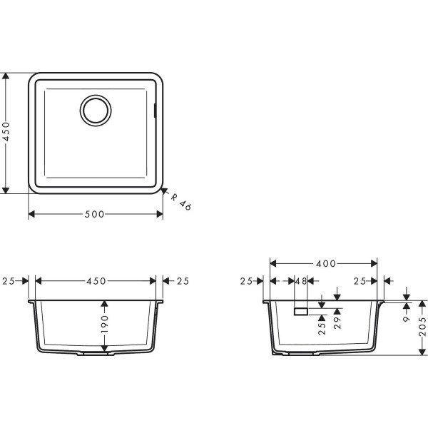 Гранітна мийка Hansgrohe 510-U450 сірий бетон
