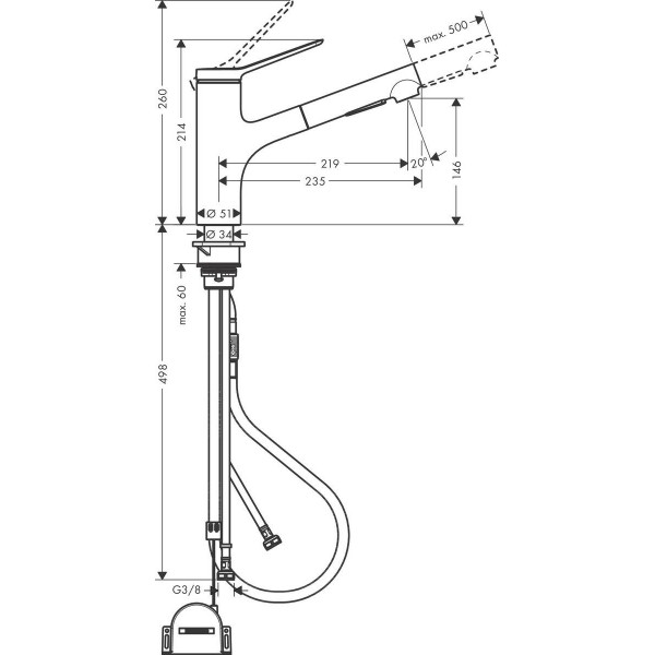 Кухонний змішувач Hansgrohe Zesis M33 74803000
