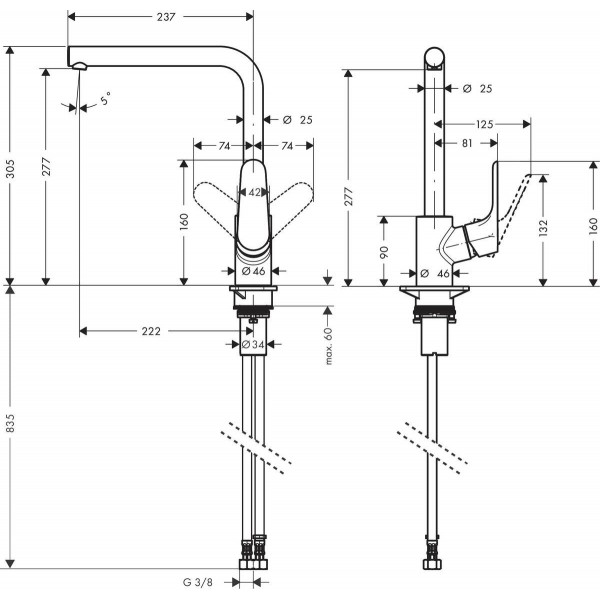 Кухонний змішувач Hansgrohe KM280 31817800