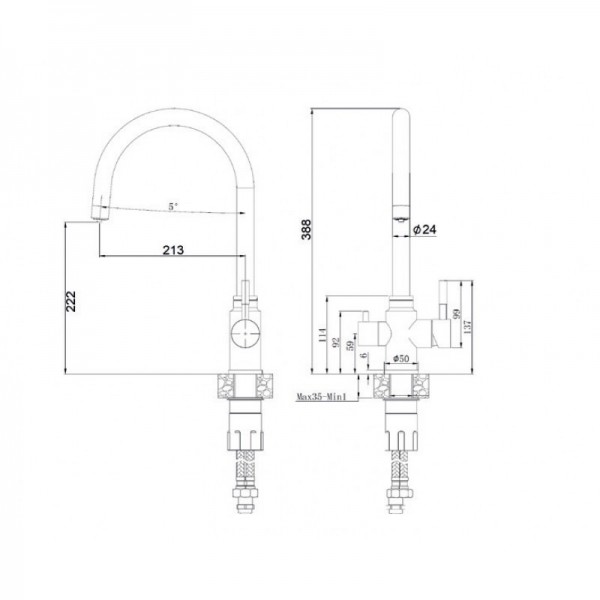 Кухонний змішувач Fabiano SKFC 90 ST Inox