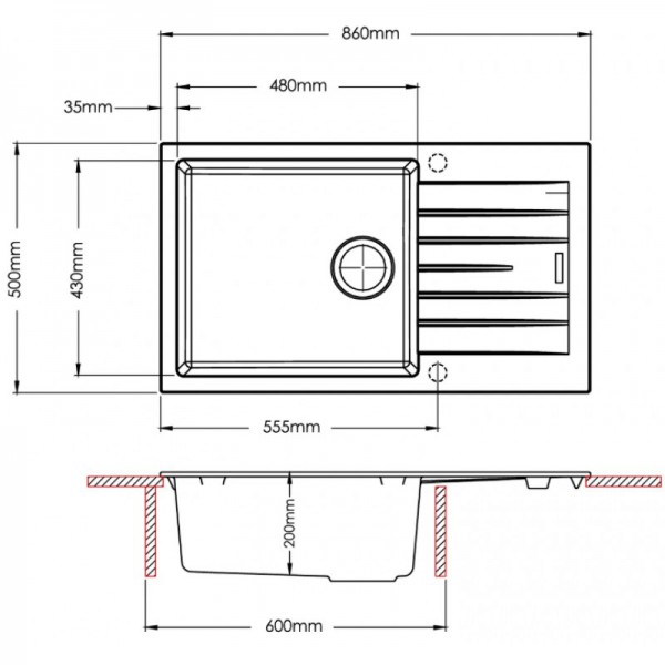 Гранітна мийка Fabiano Classic 86x50 XL Alpine White