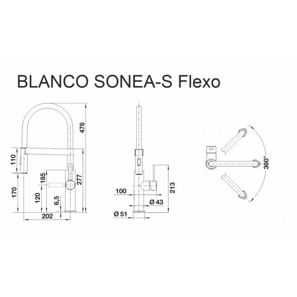 Кухонний змішувач Blanco SONEA-S Flexo