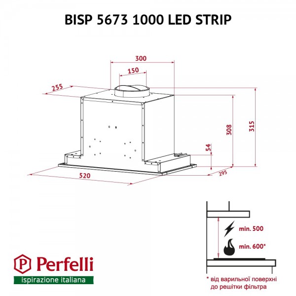 Витяжка Perfelli BISP 5673 BL 1000 LED Strip