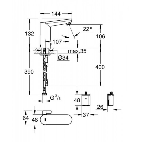 Змішувач для раковини GROHE 36327001 сенсор