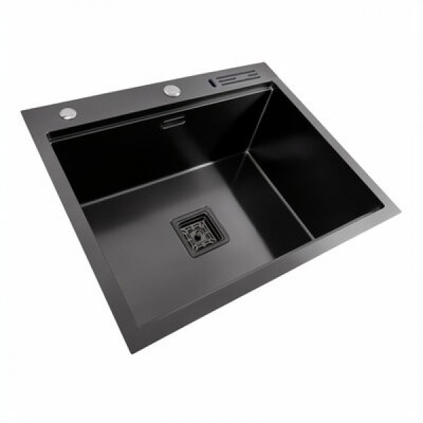 Кухонна мийка PLATINUM 6050BL з підставкою під ножі