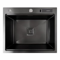 Кухонна мийка PLATINUM 6050BL з підставкою під ножі