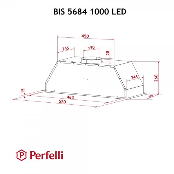 Витяжка Perfelli BIS 5684 WH 1000 LED