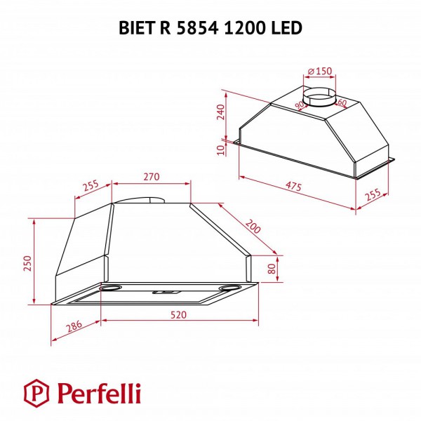 Витяжка Perfelli BIET R 5854 I 1200 LED