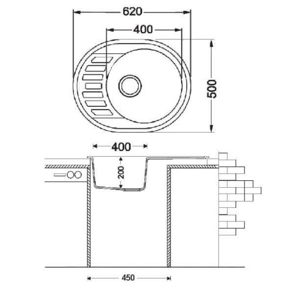 Гранітна мийка Fabiano Arc 62x50 Antracit