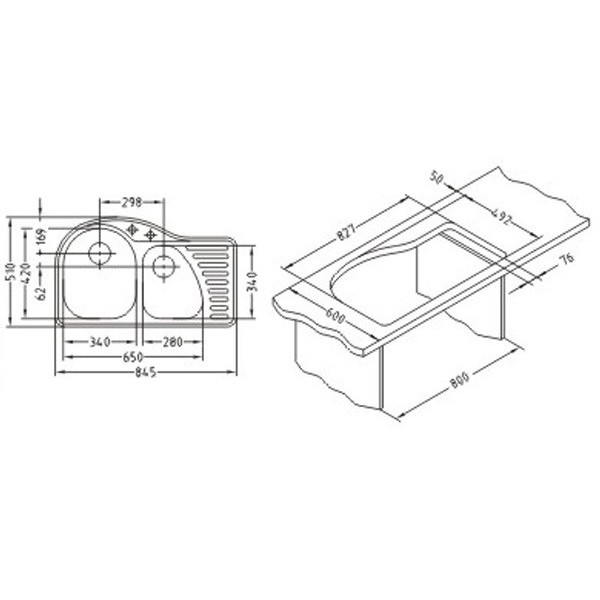 Кухонна мийка ALVEUS FUTUR 50L декор
