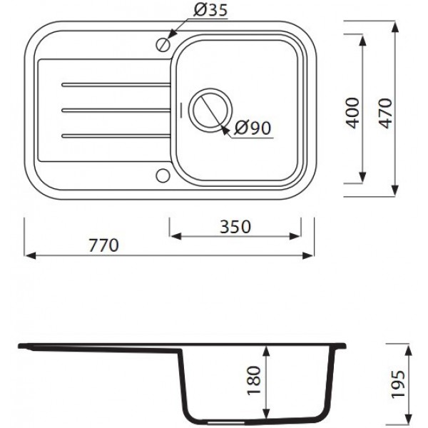 Гранітна мийка Marmorin Pesta 770х470