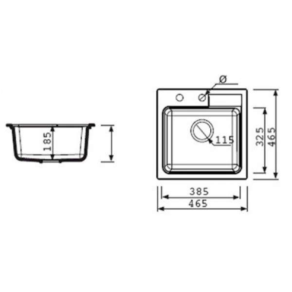 Гранітна мийка Marmorin Tama 465х465
