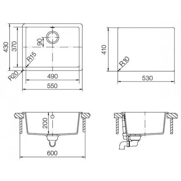 Гранітна мийка Schock Quadro N100 Sabbia-58